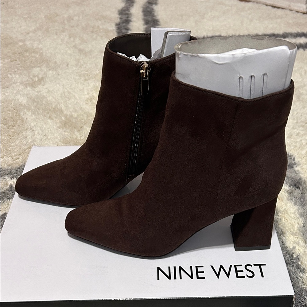 Nine West Dark Brown Suede Ankle Booties
